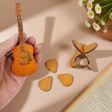 Wooden Guitar Pick Box with Stand - Unique Gift for Musicians