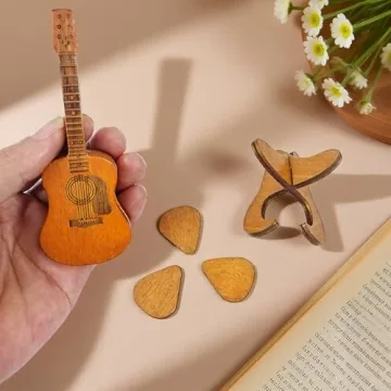 Wooden Guitar Pick Box with Stand - Unique Gift for Musicians