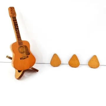 Wooden Guitar Pick Box with Stand - Unique Gift for Musicians