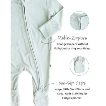Caden Lane Zippered Baby Footie Pajamas, Soft Onesie Bodysuit with Feet & Double Zipper for Easy Diaper Change, Infant, and Toddler Footed One-Piece Jumpsuit, Lily Pad Green, Newborn