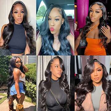 Aaliweya 5x5 HD Lace Closure Wigs Human Hair 5x5 Body Wave Transparent Lace Closure Wigs for Women 150% Density Free Part Pre Plucked Glueless Soft and Smooth Natural Black Color 24 inch