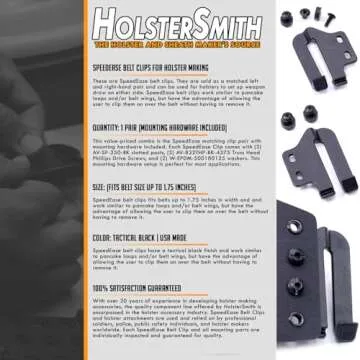 HolsterSmith SpeedEase Urban Belt Clips - 1.50 Inches
