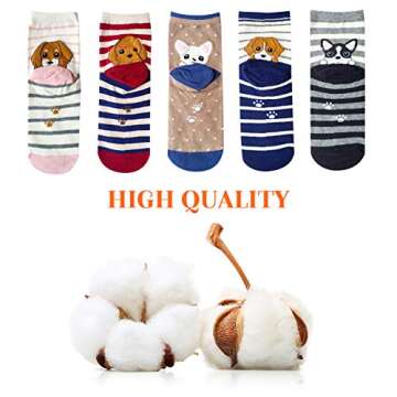 YSense Cute Socks Womens Dog Cat Novelty Animal Socks for Girl Cartoon Cotton Casual Crew Funny Sock...