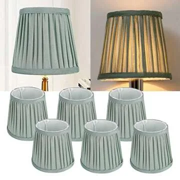 Topyond Replacement Lamp Shades, Set of 6 Pleated Lamp Shades, Modern Cloth Fabric Covers, Stylish Chandelier Shades for Chandeliers, Elegant Home Decor(Green)