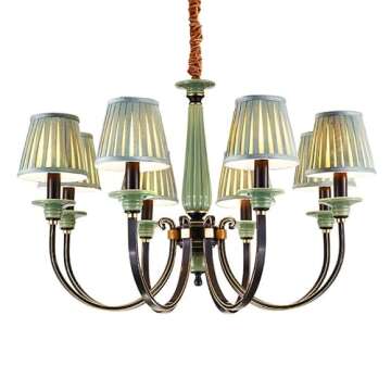 Topyond Replacement Lamp Shades, Set of 6 Pleated Lamp Shades, Modern Cloth Fabric Covers, Stylish Chandelier Shades for Chandeliers, Elegant Home Decor(Green)