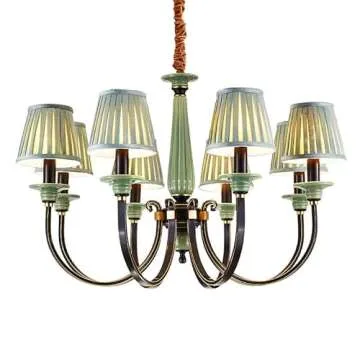 Topyond Replacement Lamp Shades, Set of 6 Pleated Lamp Shades, Modern Cloth Fabric Covers, Stylish Chandelier Shades for Chandeliers, Elegant Home Decor(Green)