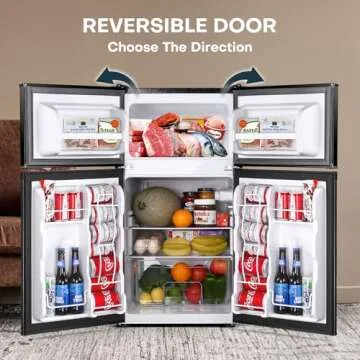 Upstreman 3.2 Cu.Ft Mini Fridge with Freezer, Double Door Mini Fridge, Adjustable Thermostat, Mini Refrigerator for Dorm, Office, Bedroom, Black