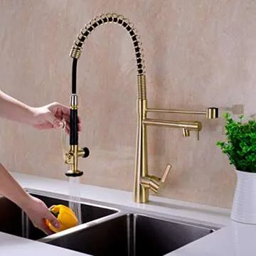 GICASA Kitchen Faucet with Pull Down Sprayer & Pot Filler