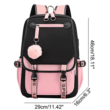 Stylish JiaYou Girls Backpack with USB Charging Port