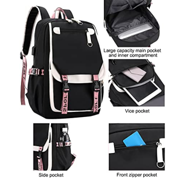 Stylish JiaYou Girls Backpack with USB Charging Port