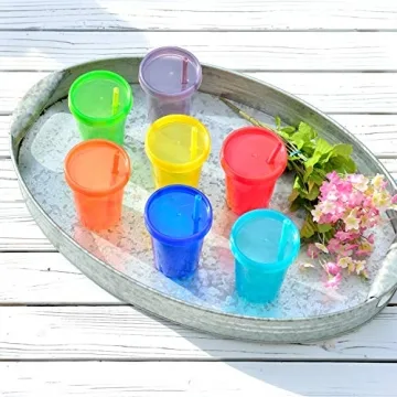 Colorful Reusable Kids Cups with Lids and Straws