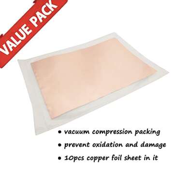 Meideal 10 Pieces Copper Foil Tape with Conductive Adhesive Copper Sheets for Guitar, Arts & Crafts,...