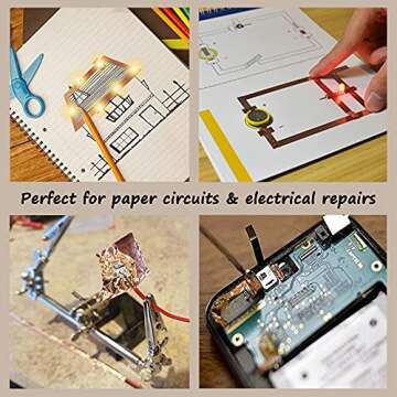 Meideal 10 Pieces Copper Foil Tape with Conductive Adhesive Copper Sheets for Guitar, Arts & Crafts, Paper Circuits, Stained Glass, Electrical Repairs, Grounding, Home Decor (11.8inch x 7.9inch)