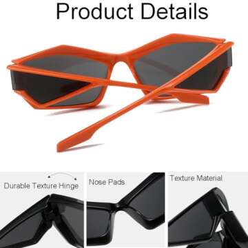 NIDOVIX Trendy Wrap Around Sunglasses for Men Women Fashion Cool Sport Y2K Stylish Cat Eye Sun Glasses UV400 Protection (Orange/Grey)