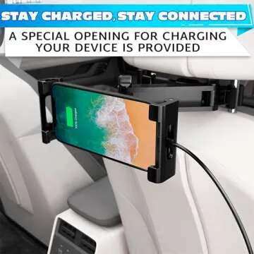 Adjustable Car Headrest Tablet Holder – 360° Rotating Mount