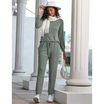 Ekouaer Cozy Women’s Pajamas Set with Pockets for Casual Wear