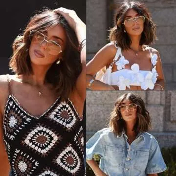 Mriendao Trendy Aviator Sunglasses Mens Womens Large Square Metal Rimless Frame Shades Lentes De Sol Para Mujer