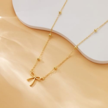 Elegant Dainty Bow Necklace for Women and Teens Gift