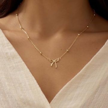 Elegant Dainty Bow Necklace for Women and Teens Gift