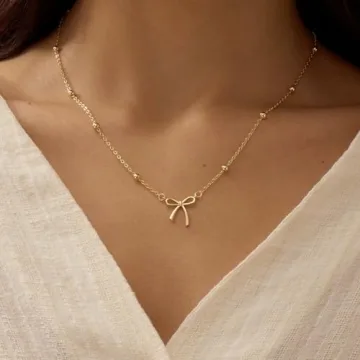 Elegant Dainty Bow Necklace for Women and Teens Gift