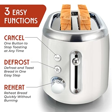 Stylish Mueller Retro Toaster with Browning Levels