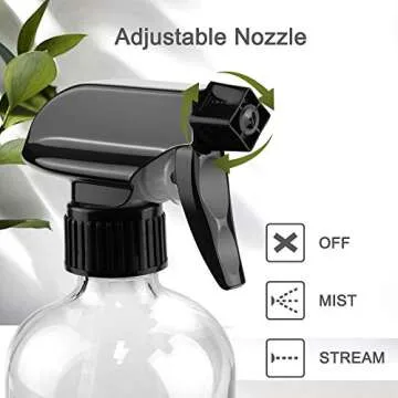 Worldgsb 16oz Glass Spray Bottles - Stylish & Adjustable Nozzle for Home or Garden