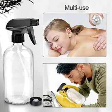 Elegant 16oz Glass Spray Bottle Set with Adjustable Nozzle