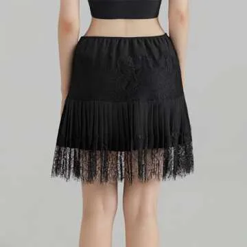 Versatile Usweetie Women Y2k Lace Slip Skirt Black