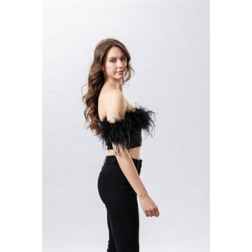 Stunning Sequin Top with Feather Trimming for Parties