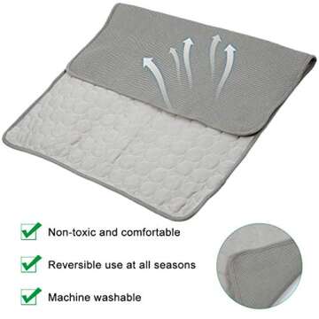 VeMee Cooling Mat Pad for Dogs & Cats - Ice Silk Mat Cooling Blanket Cushion for Kennel, Sofa, Bed, Floor & Car Seats (L: 28 x 22 inches, Grey)
