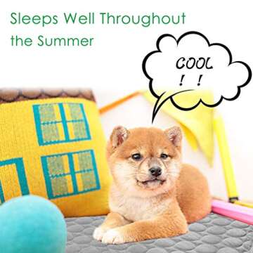 VeMee Cooling Mat Pad for Dogs & Cats - Ice Silk Mat Cooling Blanket Cushion for Kennel, Sofa, Bed, Floor & Car Seats (L: 28 x 22 inches, Grey)