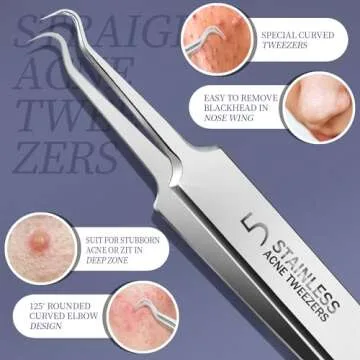 Teenitor Blackhead Remover Tools, Pimple Popper Tool Kit, Ingrown Hair Tweezers, Blackhead Extractor Pimple Extractor Ingrown Hair Removal Kit, Black Head Remover for Face
