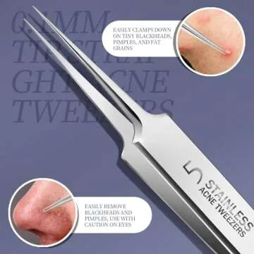 Teenitor Blackhead Remover Tools, Pimple Popper Tool Kit, Ingrown Hair Tweezers, Blackhead Extractor Pimple Extractor Ingrown Hair Removal Kit, Black Head Remover for Face