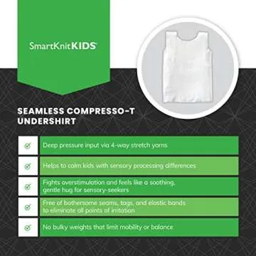 SmartKnitKIDS Compresso-T Deep Pressure Sensory Compression Undershirt - Alternative to Vest (White, X-Small)