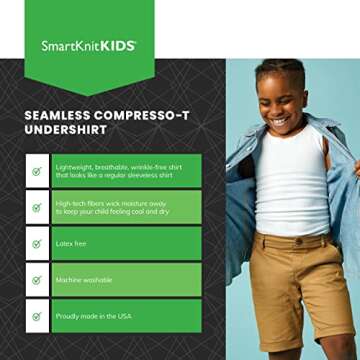SmartKnitKIDS Compresso-T Deep Pressure Sensory Compression Undershirt - Alternative to Vest (White, X-Small)