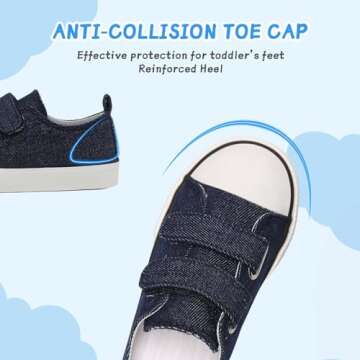 AOVOG Toddler Canvas Shoes Girls Boys Tennis Sneakers Little Kids Breathable Walking Casual Shoes Dual Hook and Loop, Dark Blue, 9