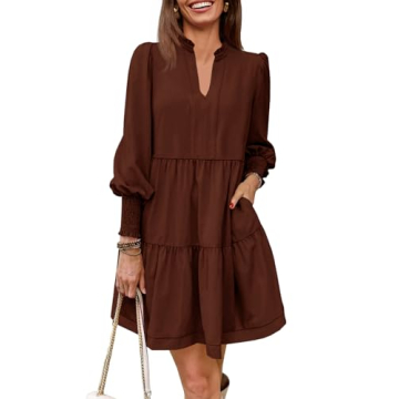Imily Bela Women’s Casual Long Sleeve Ruffle Tunic Dress