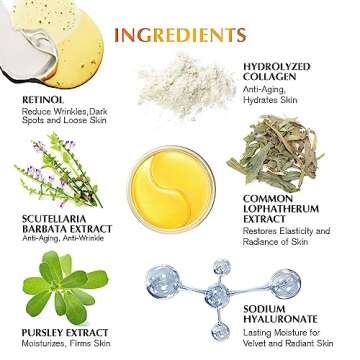 Enaskin Naturals Under Eye Patches Dark Circles Under Eye Masks for Puffiness - 24K Gold Eye Gel Pad...