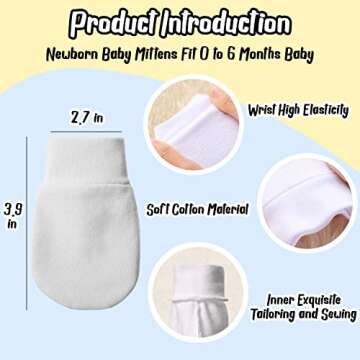 Baby Mittens, 6 Pairs Newborn Mittens No Scratch Mittens Newborn, Baby Gloves 0-6 Months, Baby Mittens 0-6 Months, Newborn Gloves, Guantes Para Bebes De 0-3 Meses, Eczema Gloves (Set D)