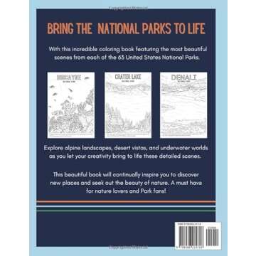 National Parks Coloring Book: Detailed Coloring Pages Of ALL 63 National Parks in the United States