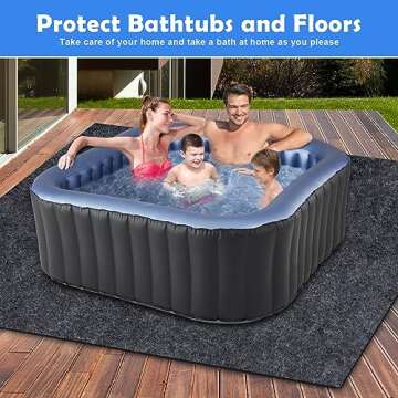 100 * 100 Inch Hot Tub Mat, Extra Large Inflatable Hot Tub Pad Outdoor Indoor, Waterproof Slip-Proof Backing, Absorbent Spa Pool Ground Base Flooring Protector Mat, Protect Hot Tub Pool from Wear