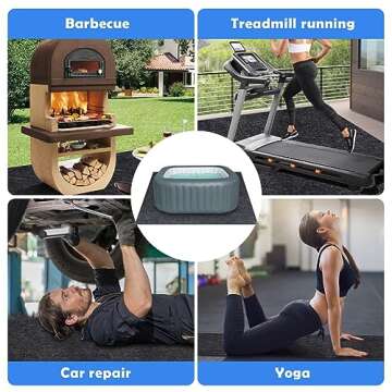 100 * 100 Inch Hot Tub Mat, Extra Large Inflatable Hot Tub Pad Outdoor Indoor, Waterproof Slip-Proof Backing, Absorbent Spa Pool Ground Base Flooring Protector Mat, Protect Hot Tub Pool from Wear