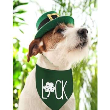 St. Patrick's Day Dog Bandanas, Kiss Me I'm Irish Double Sided 2 Pack Holiday Puppy Bandanas Lucky Green Shamrock Dog Kerchief Gifts (04)