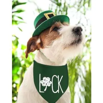 St. Patrick's Day Dog Bandanas, Kiss Me I'm Irish Double Sided 2 Pack Holiday Puppy Bandanas Lucky Green Shamrock Dog Kerchief Gifts (04)