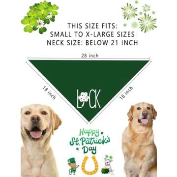 St. Patrick's Day Dog Bandanas, Kiss Me I'm Irish Double Sided 2 Pack Holiday Puppy Bandanas Lucky Green Shamrock Dog Kerchief Gifts (04)