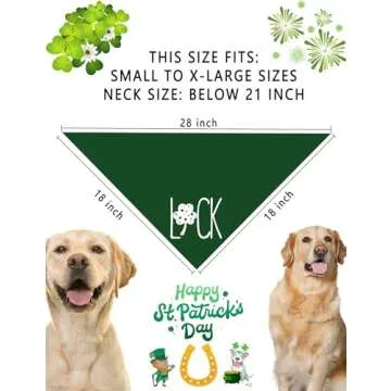 St. Patrick's Day Dog Bandanas, Kiss Me I'm Irish Double Sided 2 Pack Holiday Puppy Bandanas Lucky Green Shamrock Dog Kerchief Gifts (04)