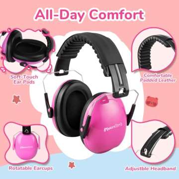 MelonArt Kids Ear Protection Earmuffs Comfortable Adjustable Noise Reduction