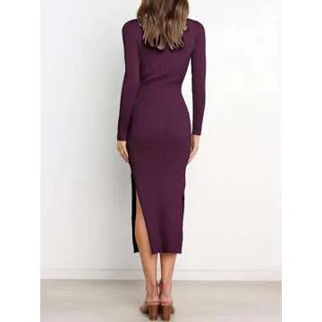 Stylish ANRABESS Long Sleeve Sweater Dress - Women’s Midi Fashion