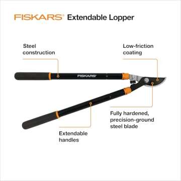 Fiskars Loppers for Tree Trimming, Heavy Duty, with Extendable Handle (24.5"-37" Range), Sharp Bypas...
