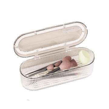 Makeup Brush Holder Organizer Clear Acrylic Makeup Sponges Organizer,Cosmetic Storage Case with Lid ...